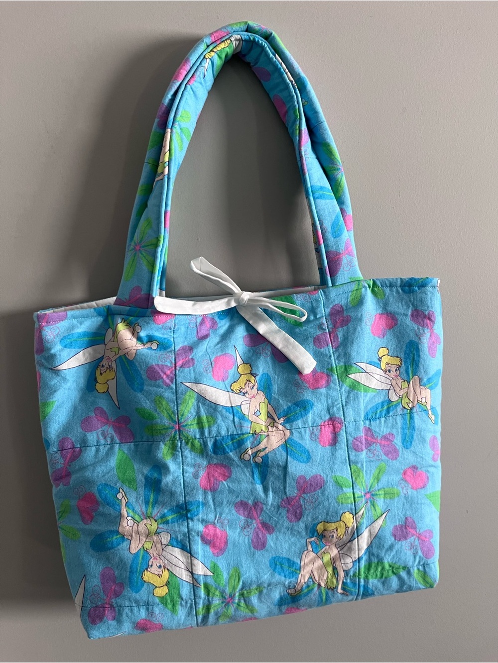 Vintage Tinkerbell Upcycled Tote Bag Cottagecore One Of A Kind Shoulder Bag